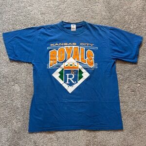 Vintage 1991 Kansas City Royals Jostens T-Shirt XL Blue MLB Made in USA 90s Tee